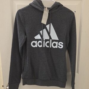 Adidas Dark Gray Hoodie with Light Blue Logo